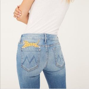 MOTHER high waisted jeans with painted leopard